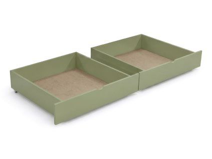 Olivové úložné boxy na posteľ Paulína 2