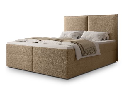 Čalúnená boxspringová manželská posteľ Seleno 180x200 - béžová