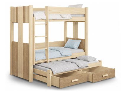 Poschodové postele s úložným priestorom 90x200 Arten III - borovica