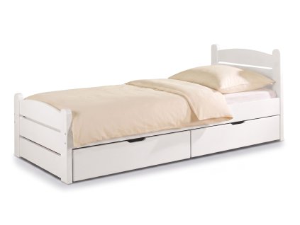 Biela posteľ s úložným priestorom 90x200 Romia