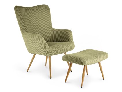 Elegantné zelené kreslo s podrúčami Glasgow